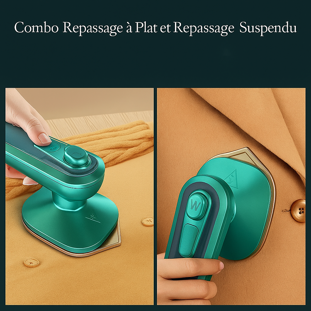 Fer à repasser portable à micro-vapeur - Repassage à sec et à l'eau en double mode - Portable et à chauffage rapide