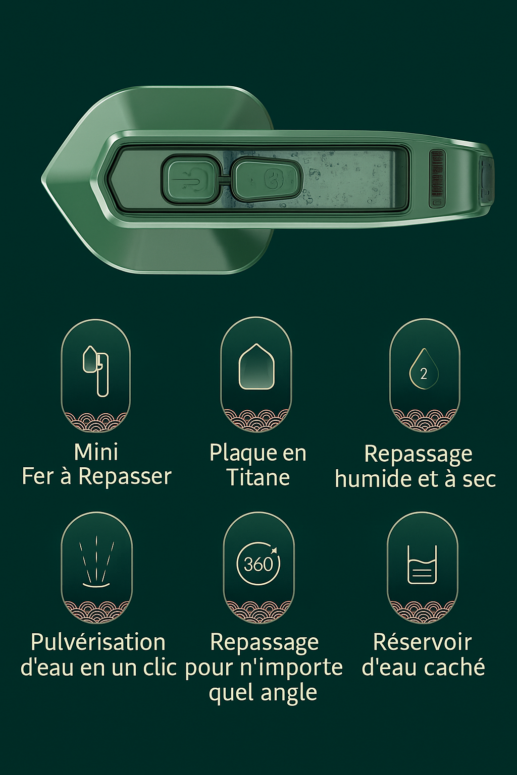 Fer à repasser portable à micro-vapeur - Repassage à sec et à l'eau en double mode - Portable et à chauffage rapide