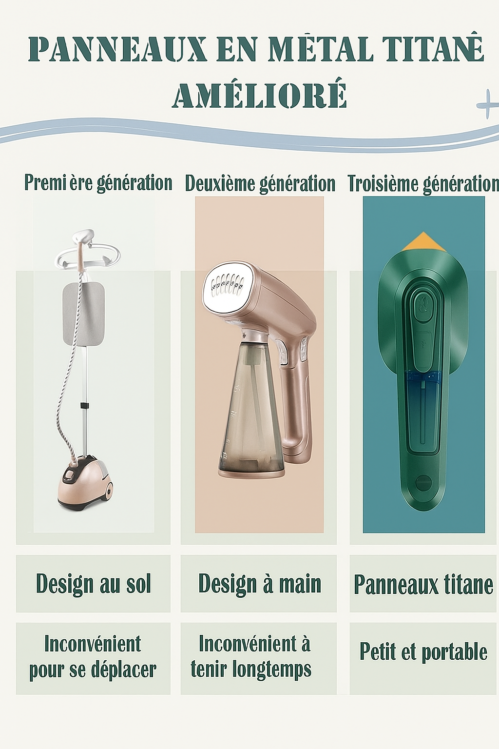 Fer à repasser portable à micro-vapeur - Repassage à sec et à l'eau en double mode - Portable et à chauffage rapide