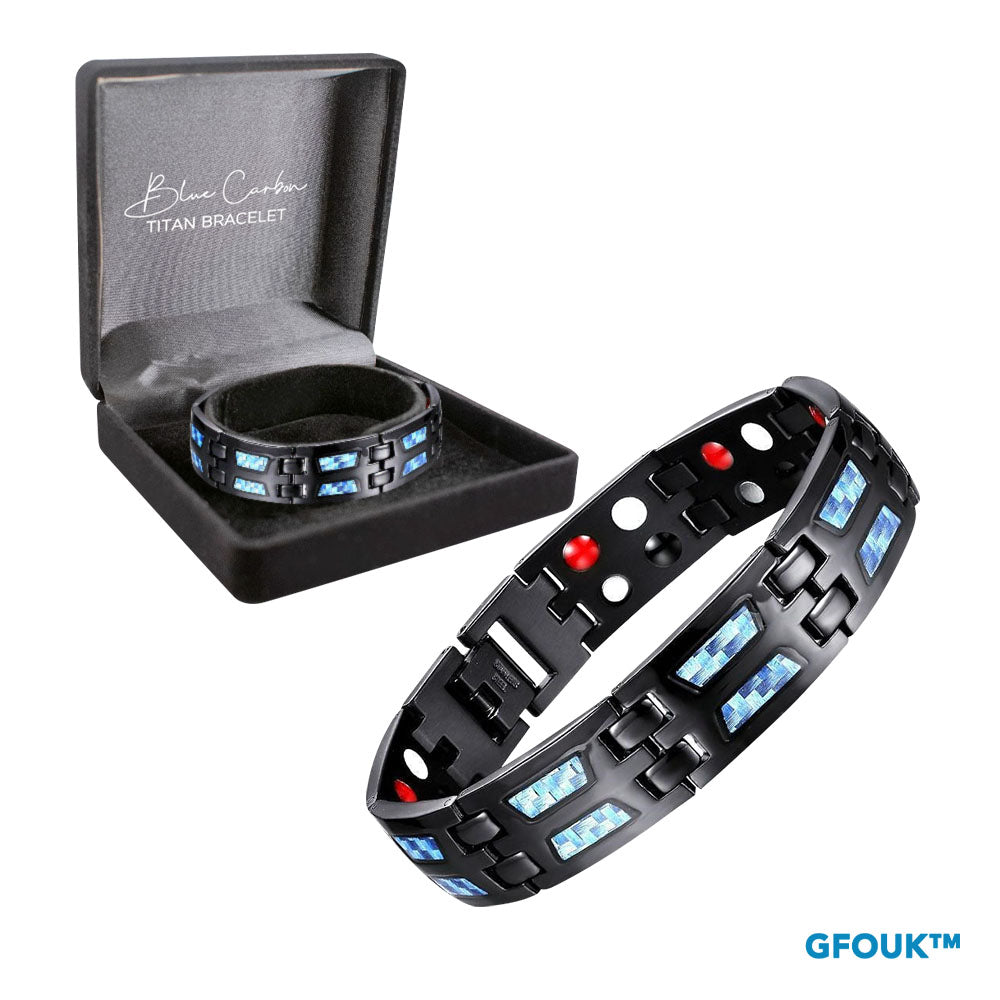 🧲 Blue Carbon Titan Bracelet – Élégance, Énergie & Bien-Être