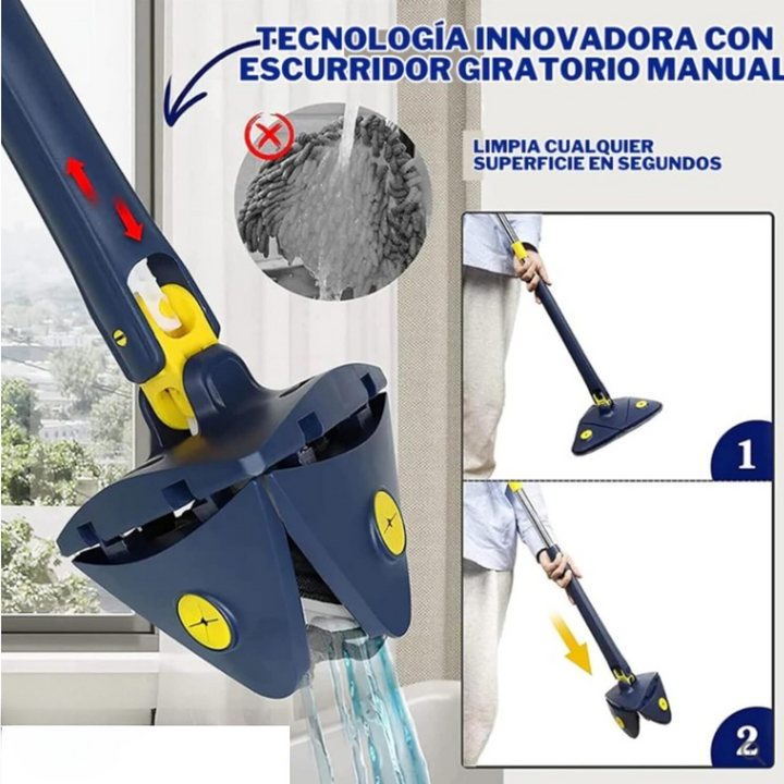 Esfregona de limpeza telescópica de torção automática