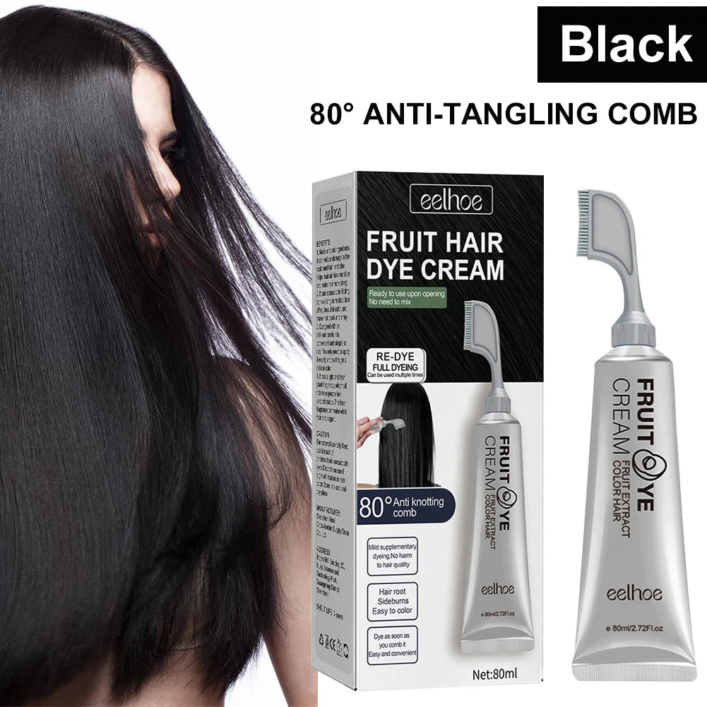 Crème de teinture pour cheveux aux fruits naturels pour hommes et femmes -colour noir